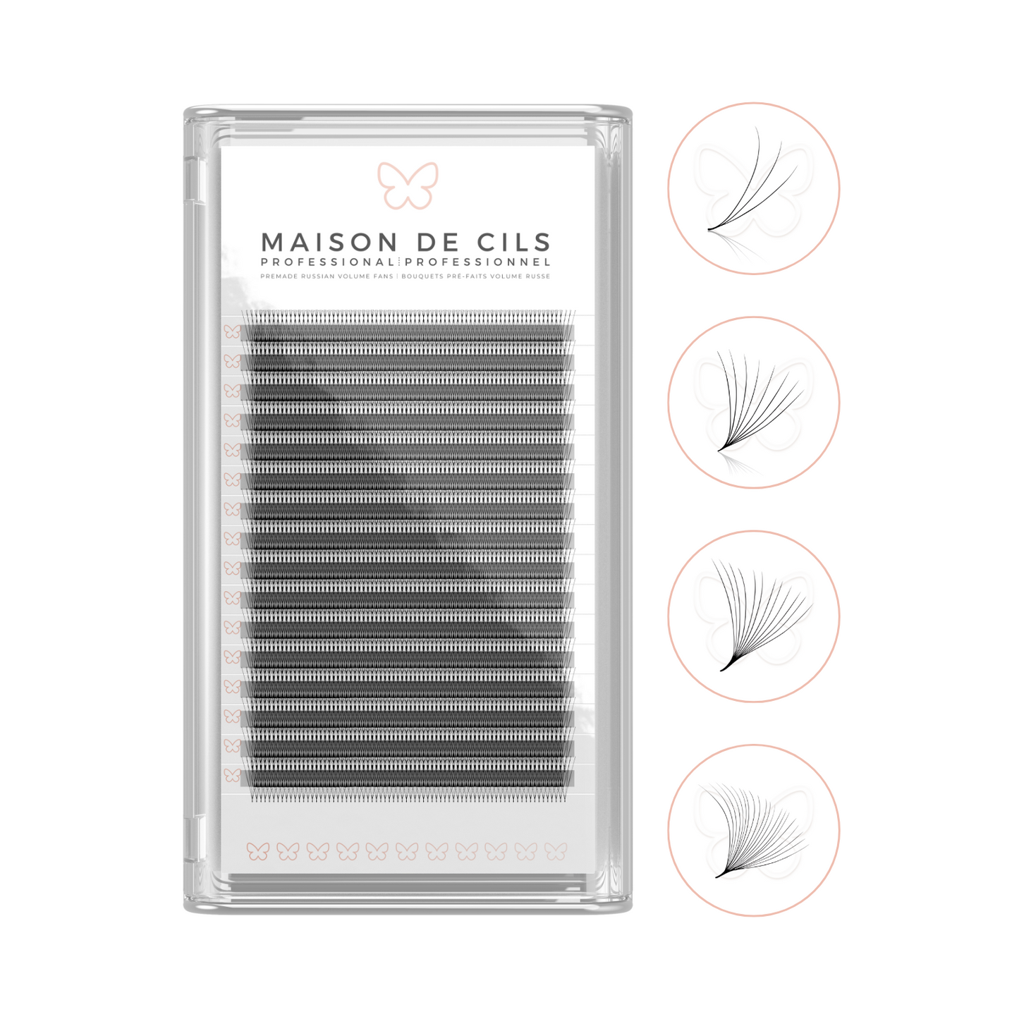 Russian volume premade eyelash extension trays (D)