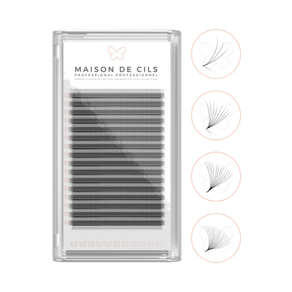 Russian volume premade eyelash extension trays (D)