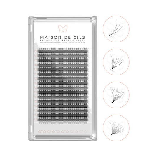 Russian volume premade eyelash extension trays (D)